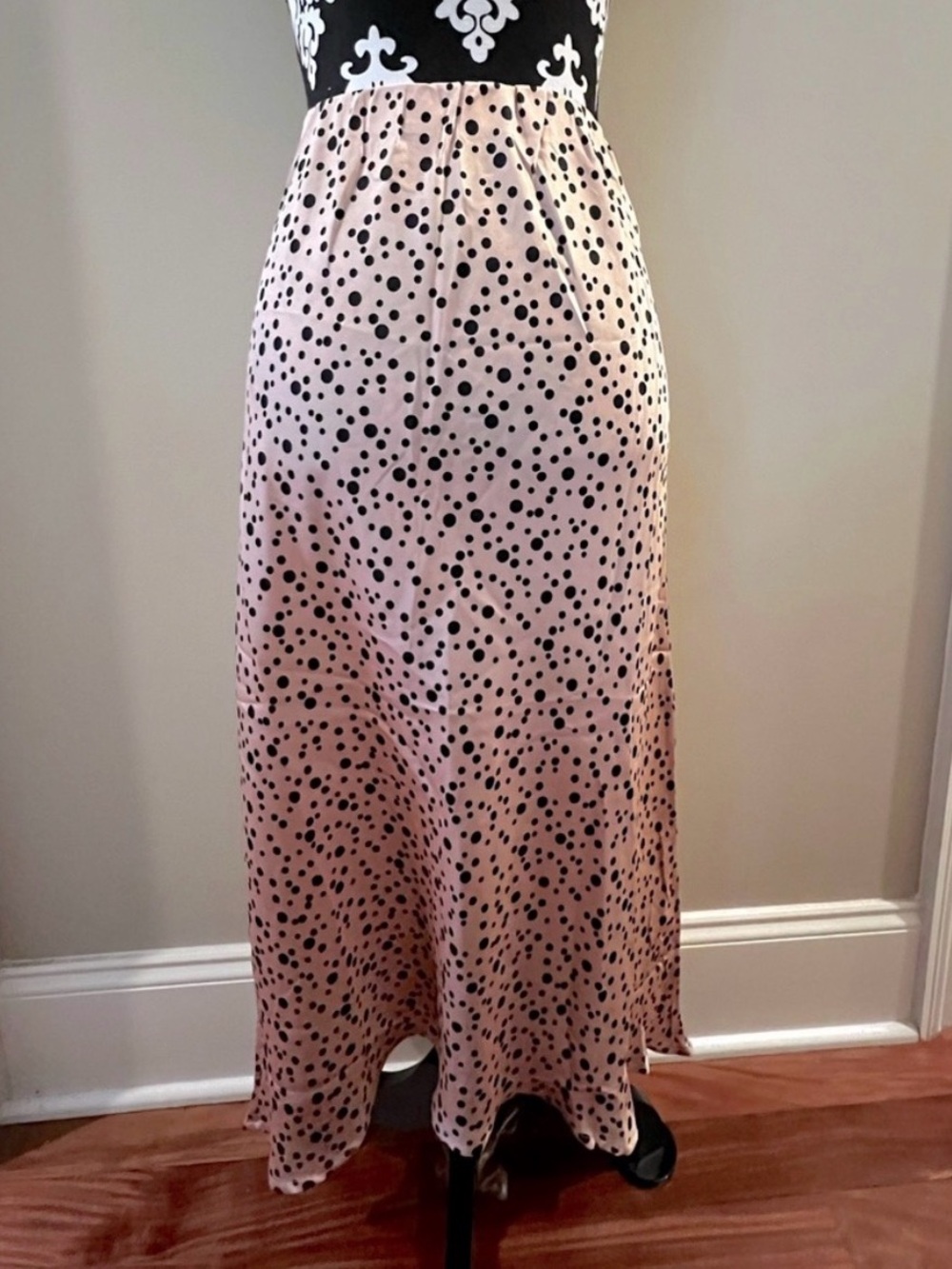 Polka Dot Skirt - Pink with Black Spots